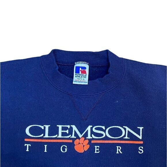 Vintage 90s Russell Athletic USA Clemson Tigers Crewneck Sweatshirt YOUTH XL Adu - Picture 2 of 4